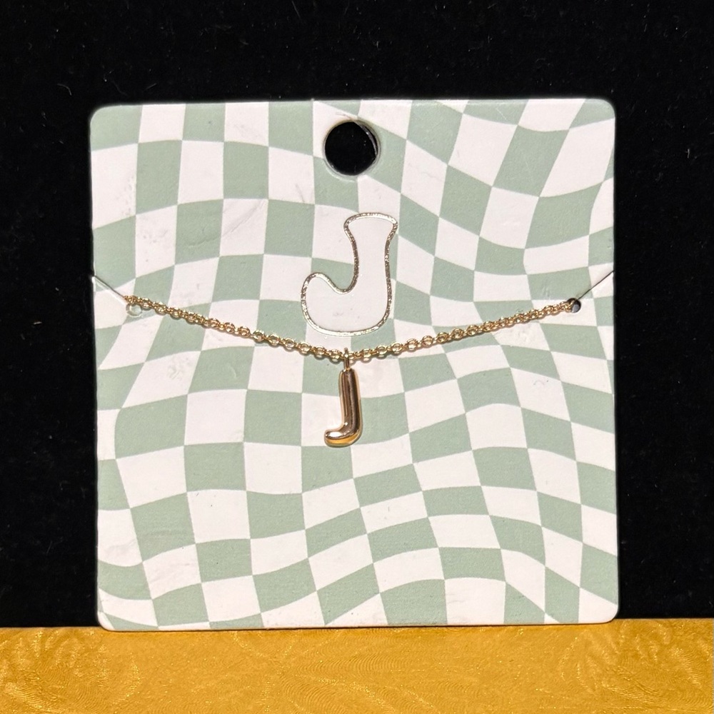 Gold Initial 'J' Necklace